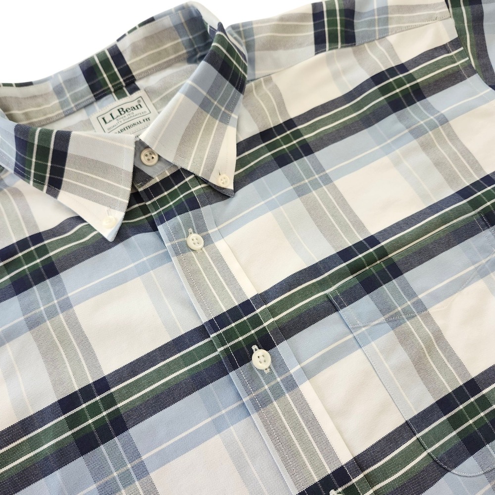 LL Bean Traditional Fit Plaid Button Down Long Sleeve Shirt Cotton Men's - Picture 1 of 4